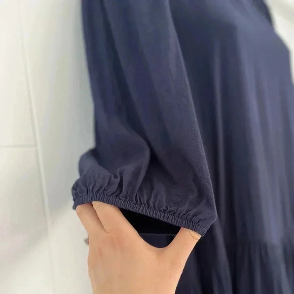 Dress Forum/ Navy blue midi dress/ Balloon sleeves/ Drop waist/Tiered/ Size US S - Picture 8 of 16